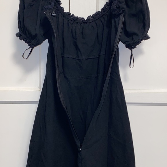 SHEIN Small Frenchy Puff Sleeve Knot Front Frill Trim Split Hem - Picture 6 of 11